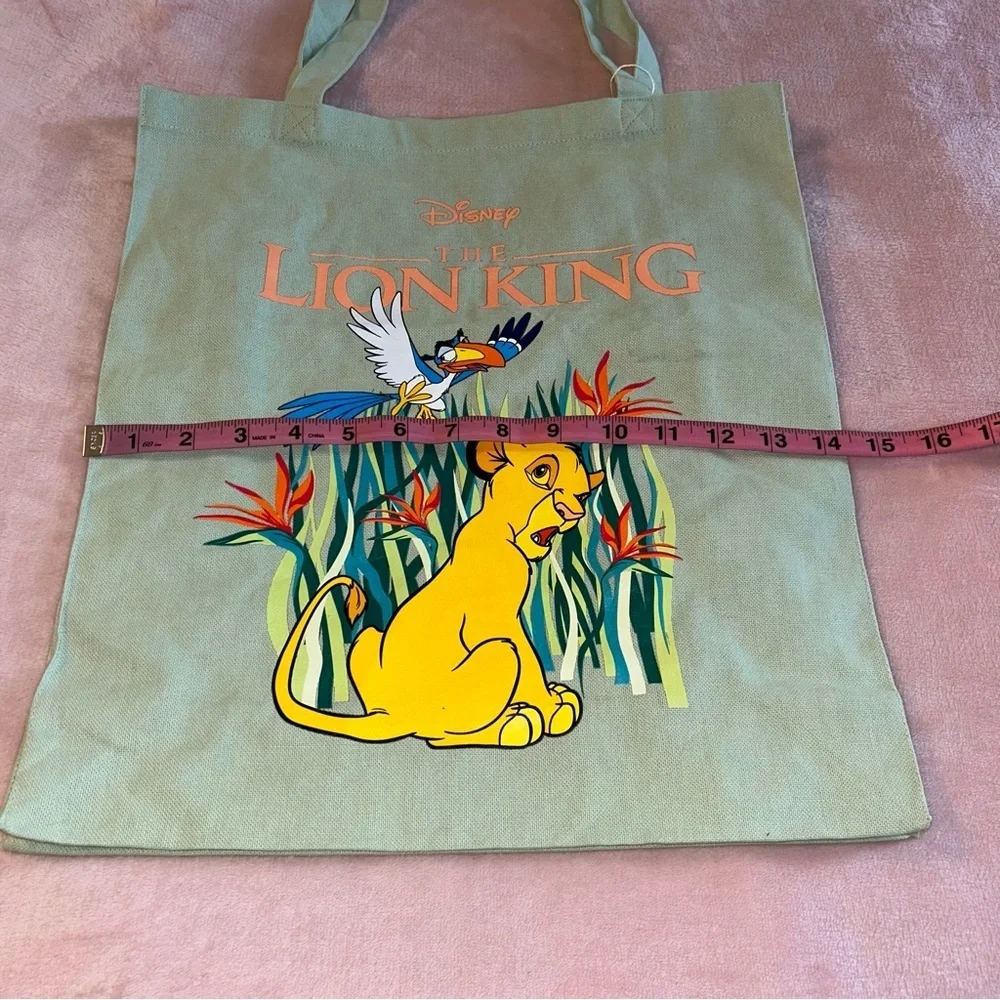 Lion King light green cotton tote bag with young Simba and Zasu flawed